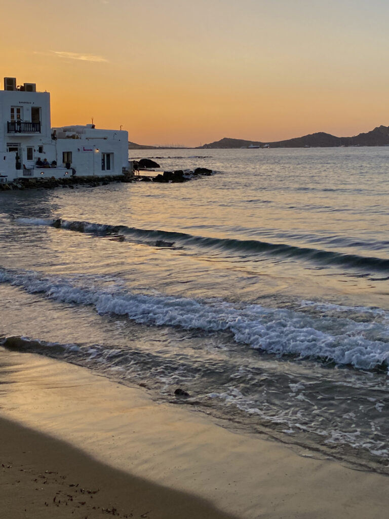 Paros Greece 2026 sunset view in a restaurant in Naoussa